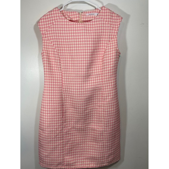 Lucy Paris Dresses & Skirts - Lucy Paris Pink Houndstooth Sleeveless Shift Dress‎ Womens Large Preppy Retro